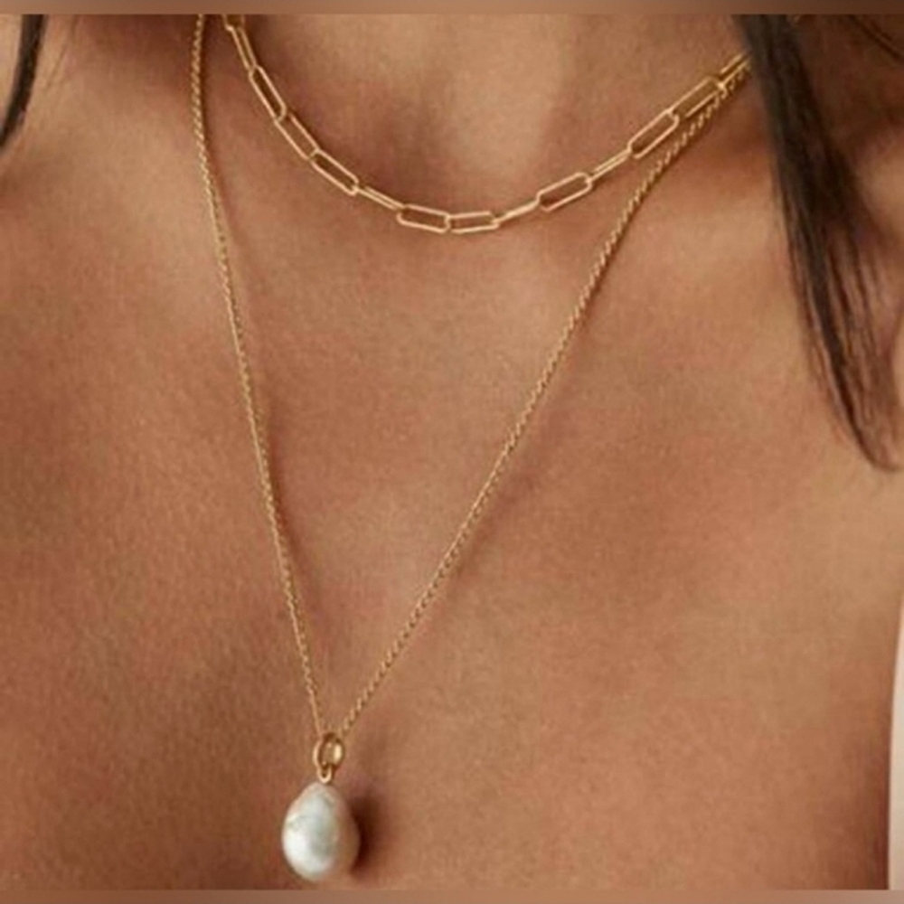 Anthropologie Layered Real Pearl Necklace
